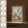 Bloemen - Wit - Grijs - Goud - Luxe Light Box met kabel (Tafellamp) klein -USP_NL
