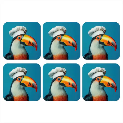 Toekan - Papegaai - Vogel - Koksmuts onderzetter kurk middel -3d