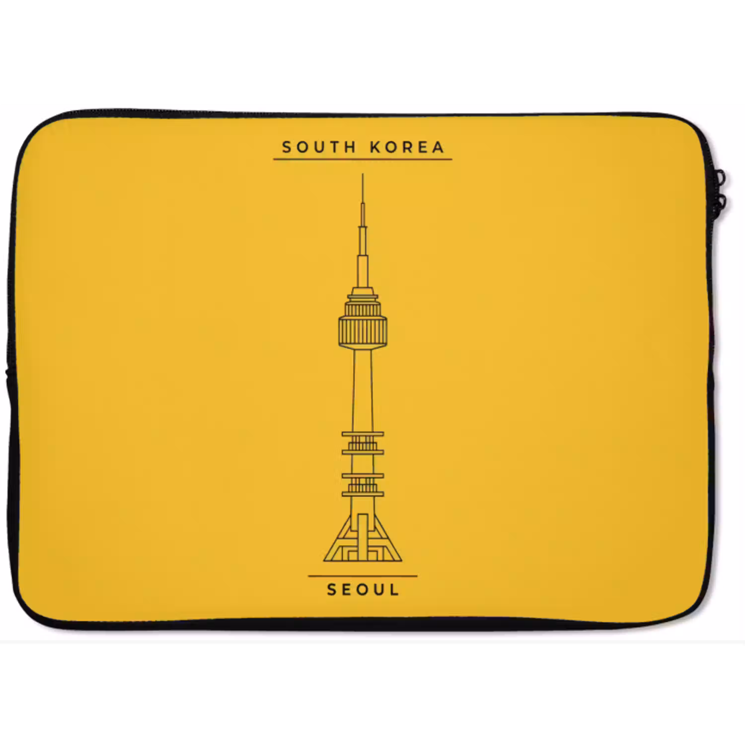 Toren - Seoul - Architectuur - Minimalistisch - Geel laptophoes neopreen klein -zkaufland3dotto