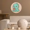 Dino - Boba - kawaii - Oranje Akoestische PET Vilt - Rond klein -sfeer1