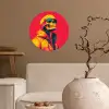 Zonnebril - Schedel - Jas - Rood Wandcirkel behangsticker klein -sfeer1