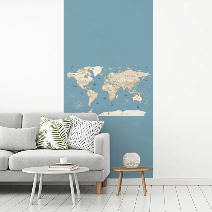Wereldkaart - Oceaan - Realistisch - Blauw fotobehang vinyl groot -woonkamer