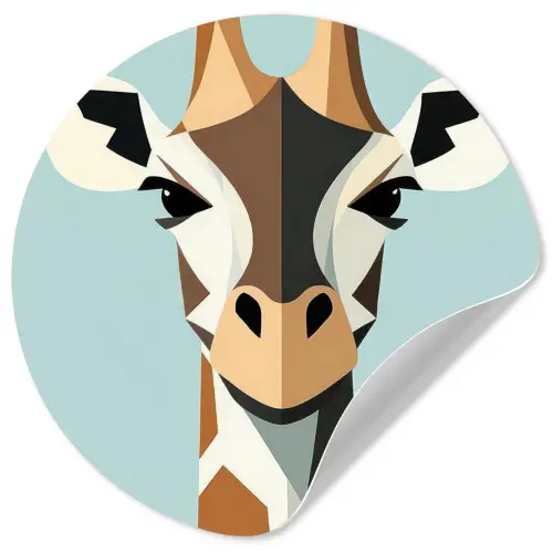 Giraffe - Illustratie - Bruin - Minimalistisch Wandcirkel behangsticker klein -3d