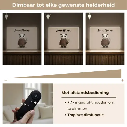 Panda - Blauwe bloemen - Zachtheid Light Box met batterij (Wandlamp kind) middel -USP_dimbaarNL