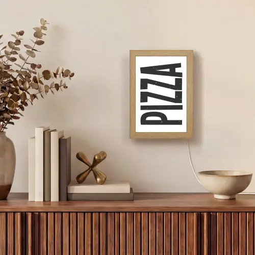 Pizza - Japandi - Decoratie - Vintage Light Box met kabel (Tafellamp) klein -sfeer2