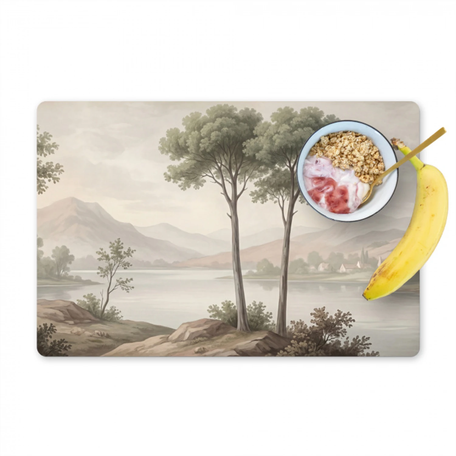 Bomen - Meer - Bergen - Illustratie Placemat vinyl groot -zzzproduct_Kitchenyeah-website