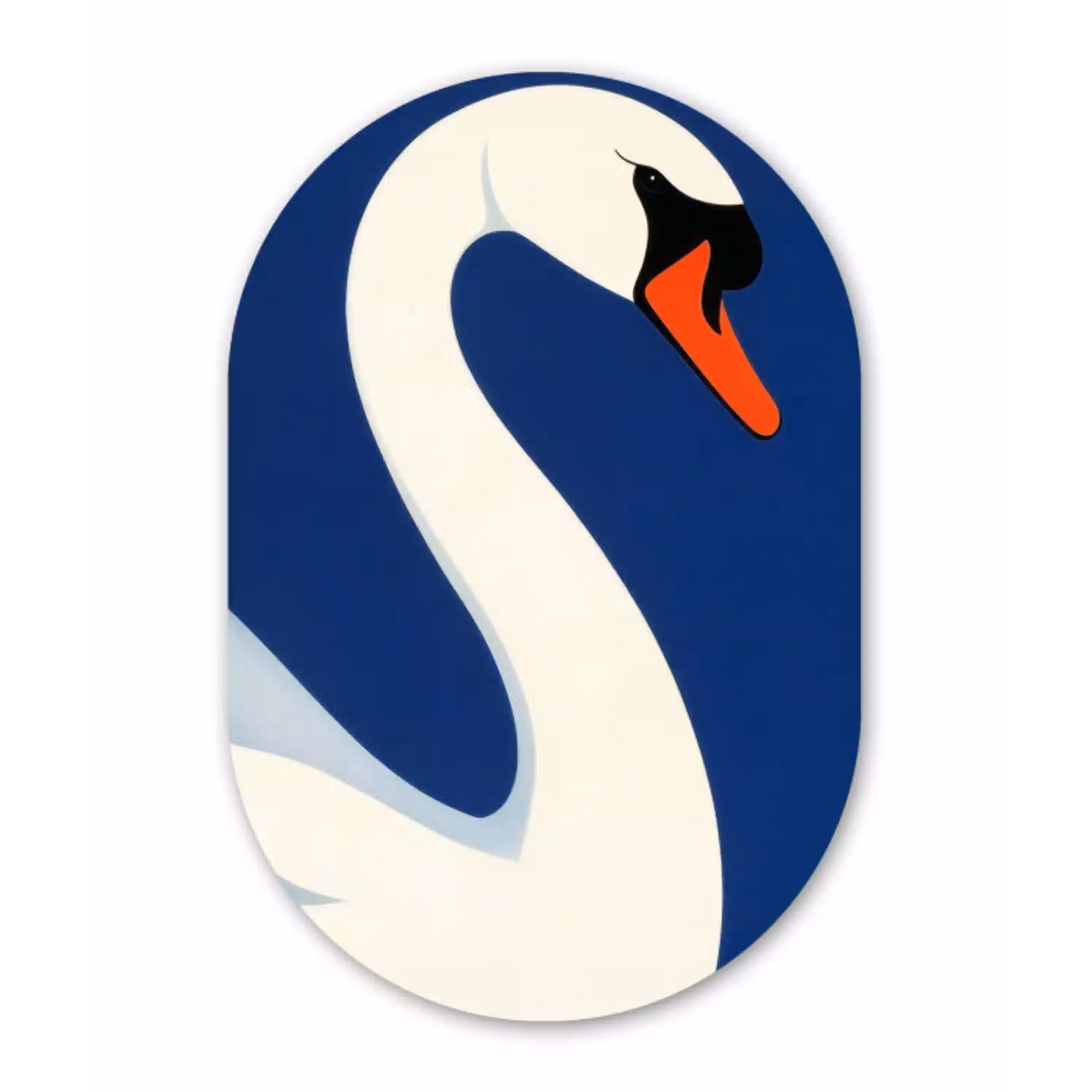 Zwaan - Wit - Snavel - Illustratie Wandcirkel Ovaal Aluminium middel -3d