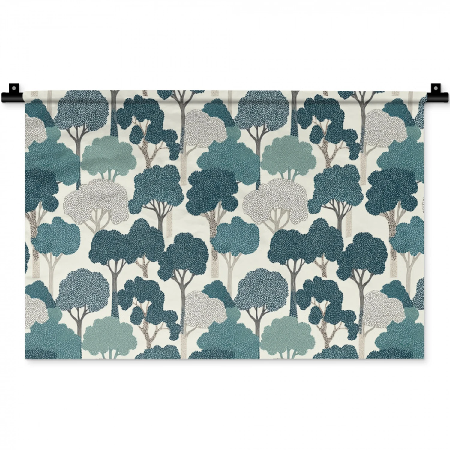 Modern - Bomen - Bos - Patroon - Blauw Wandkleed katoen klein 269 -zz3d
