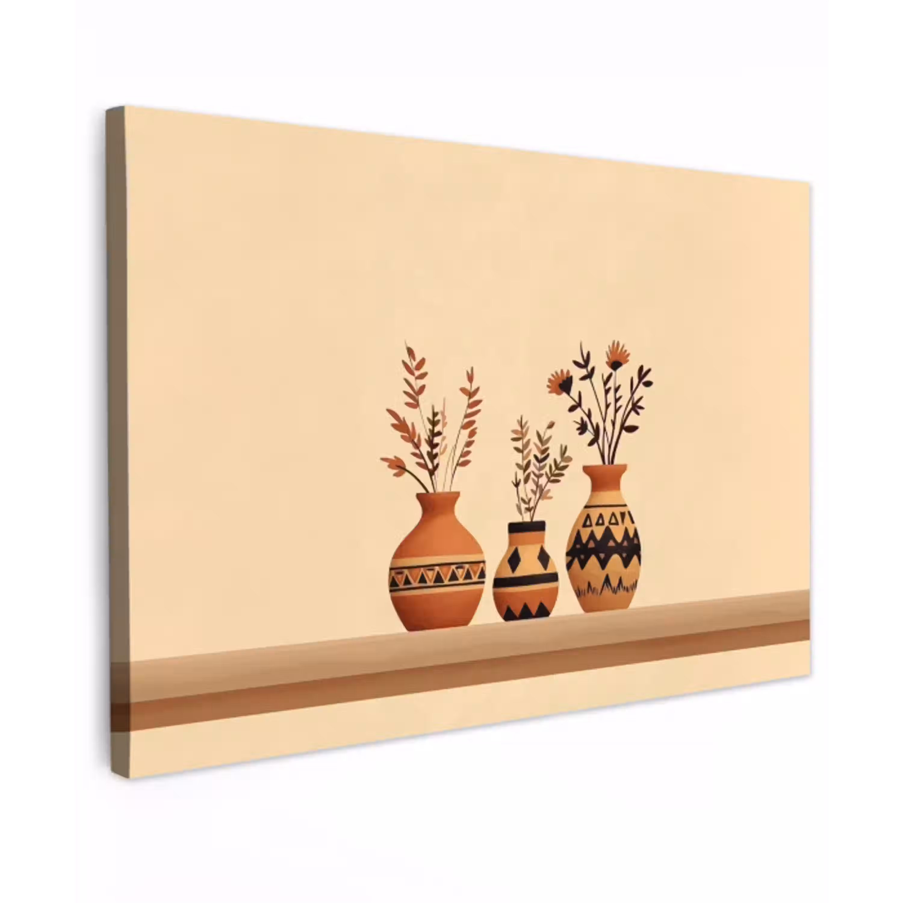 Vazen - Bloemen - Bladeren - Minimalistisch canvas 2cm klein -z3d