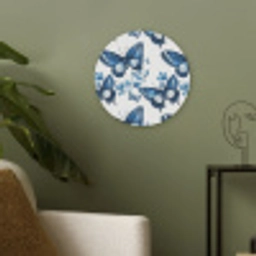 Blauw - Vlinders - Bloemen - Wit Akoestische PET Vilt - Rond klein 838 -sfeer2