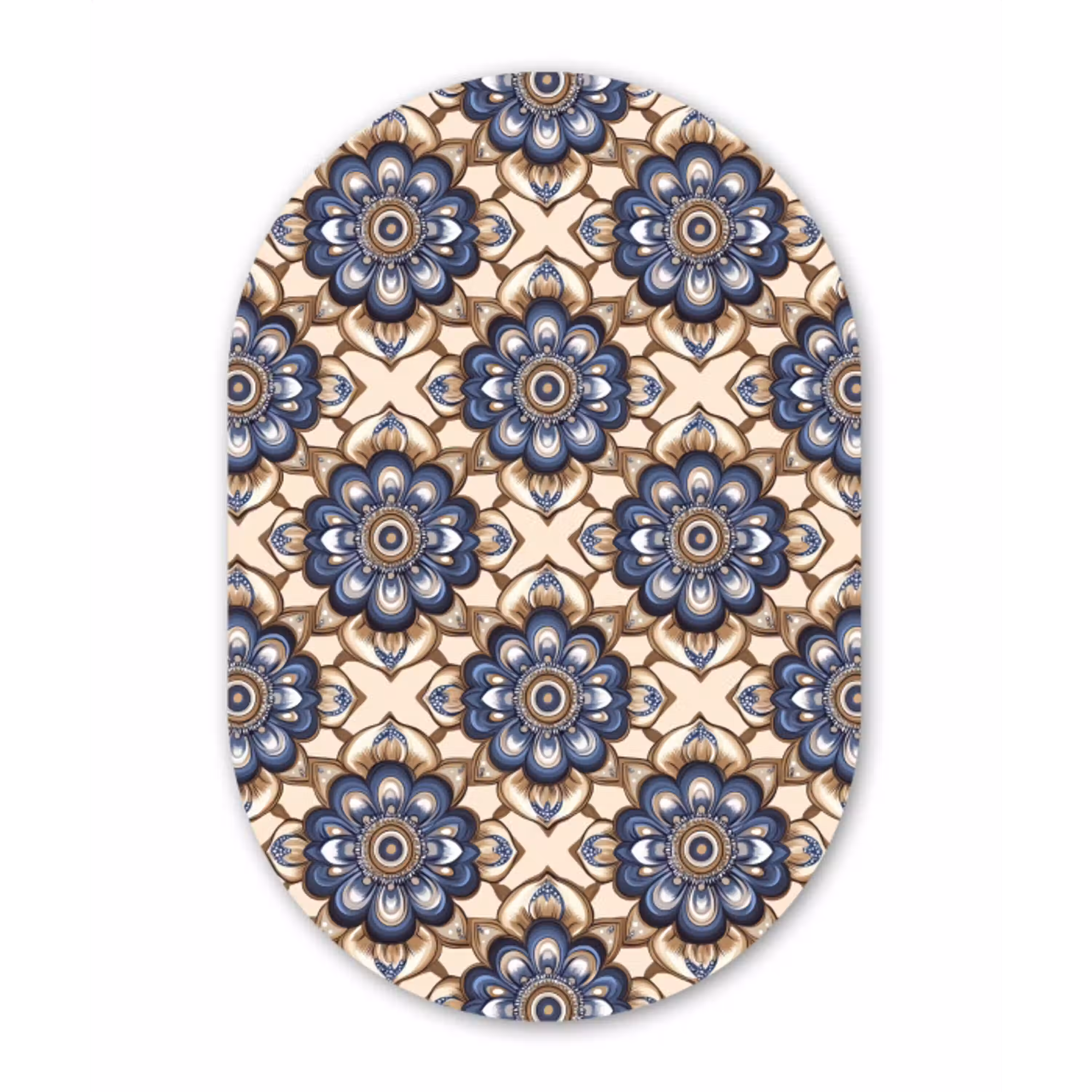 Floraal - Ornament - Blauw Wandcirkel Ovaal Aluminium middel 839 -3d