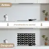 Modern - Patroon - Zwart keuken achterwand spatscherm klein 900 -voor_na_ES