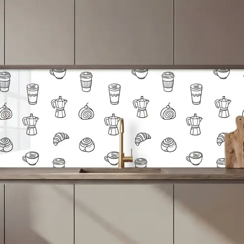 Koffie - Broodjes - Zwart - Wit keuken achterwand 2 middel zz_3dshopping