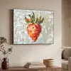 Aardbei - Rood - Mozaïek - Fruit Textielframe zwart klein -sfeer3