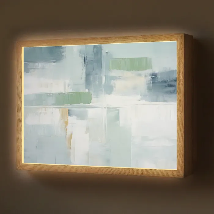 Verf - Moderne kunst - Abstract - Grijs Light Box met batterij (Wandlamp) middel -z3d_website