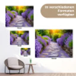 Lavendelpad bij zonsondergang tuinposter los doek klein -Xsfeer9_DE