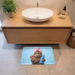 Kat - Handdoek - Washand - Zeep Badmat klein -sfeer1