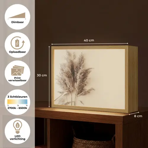 Graan - Pastel - Natuur Light Box met batterij (Wandlamp) middel -USP_websiteoverzichtNL