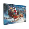 Kerstman - Rendier - Kerst - Sneeuw Tuinposter op houten frame 2 cm dik klein -3d