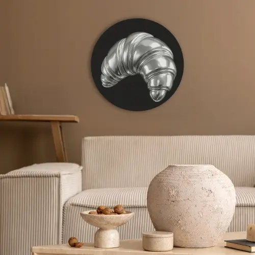 Croissant - Metaal - Zilver Akoestische PET Vilt - Rond klein -sfeer1