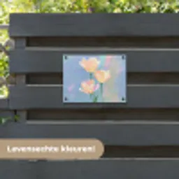 Tulpen - Roze accenten - Blauw tuinposter los doek klein -sfeer3
