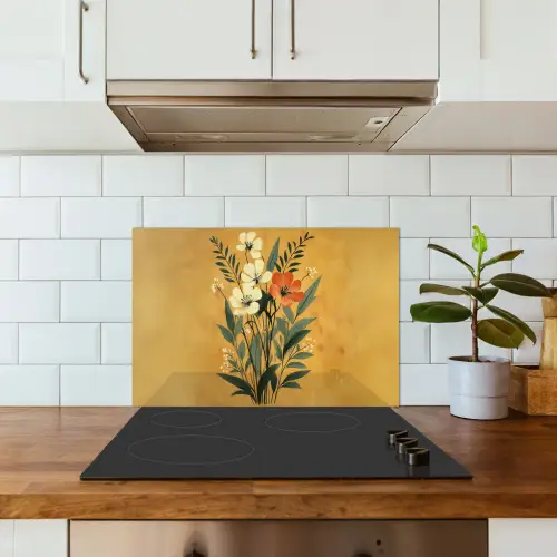 Bladeren - Boeket - Bloemen - Geel keuken achterwand spatscherm klein -sfeer2