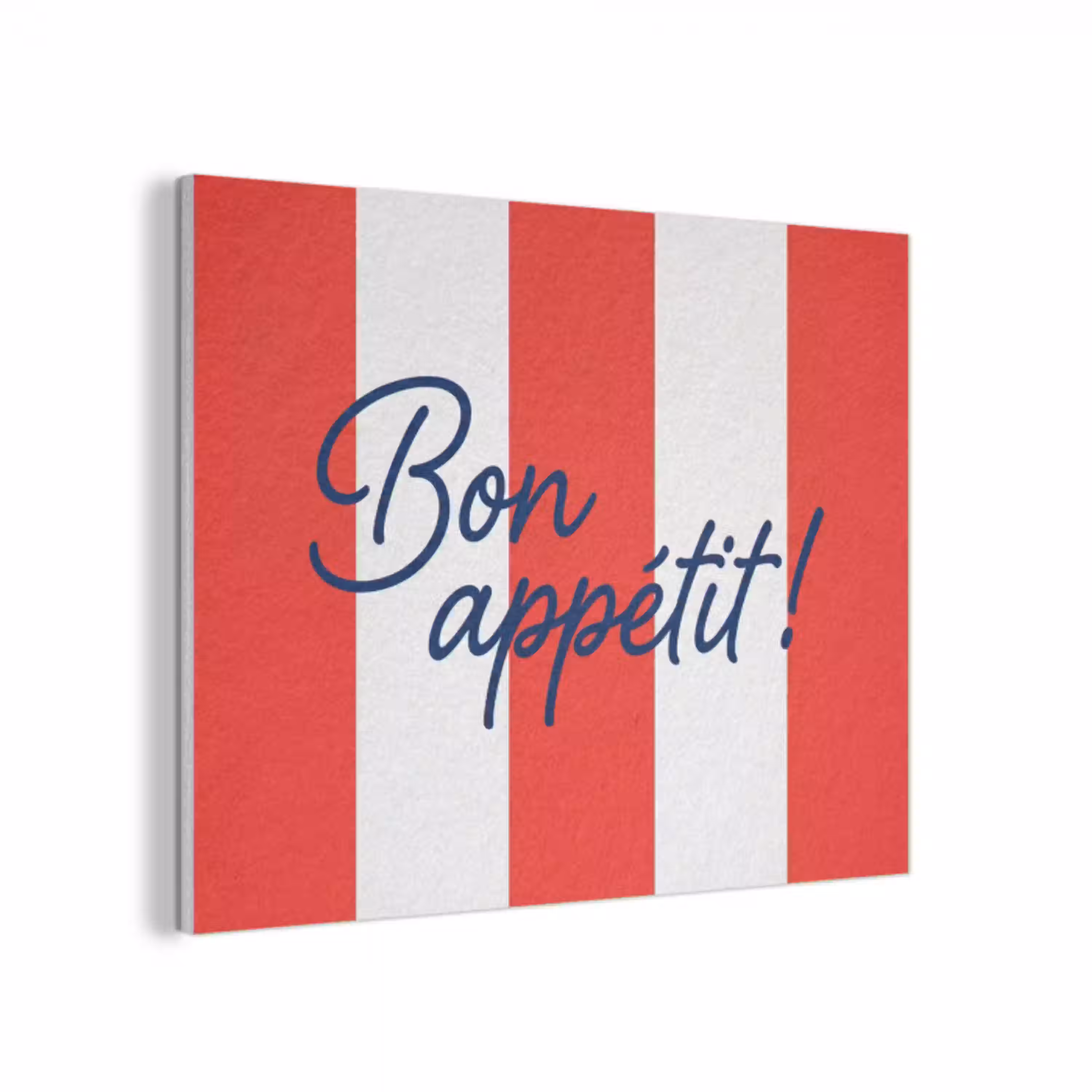 Eten - Spreuk - Keuken - Grafisch - Rood-Wit PET vilt klein -3d