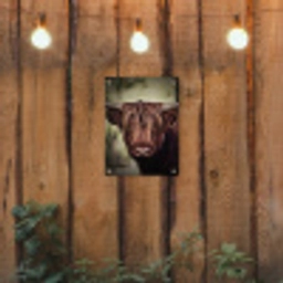 Majestueuze Hooglander in het Donker tuinposter los doek klein -sfeer1