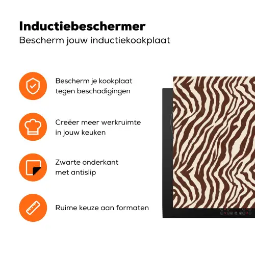 Zebra - Patroon - Zwart - Wit Inductie beschermer vinyl 3mm klein 276 -zzzzzzz-td-ups