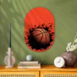 Basketbal - Verf - Sport - Oranje Wandcirkel Ovaal Forex klein -sfeer2