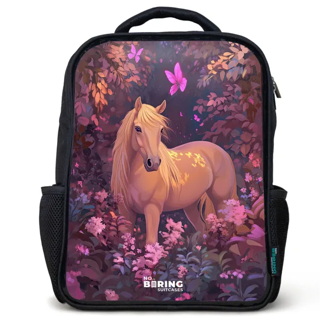 Kids' Backpacks Black -. Horse - Flowers - Purple - Butterfly