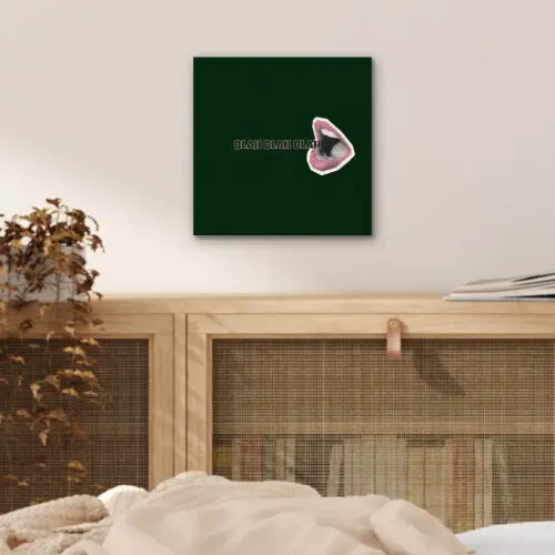 BLAH BLAH BLAH - Mond - Groen aluminium wit klein -sfeer3