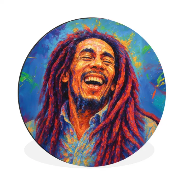 Regenboogkleuren - Man - schilderij Wandcirkel aluminium klein -3d