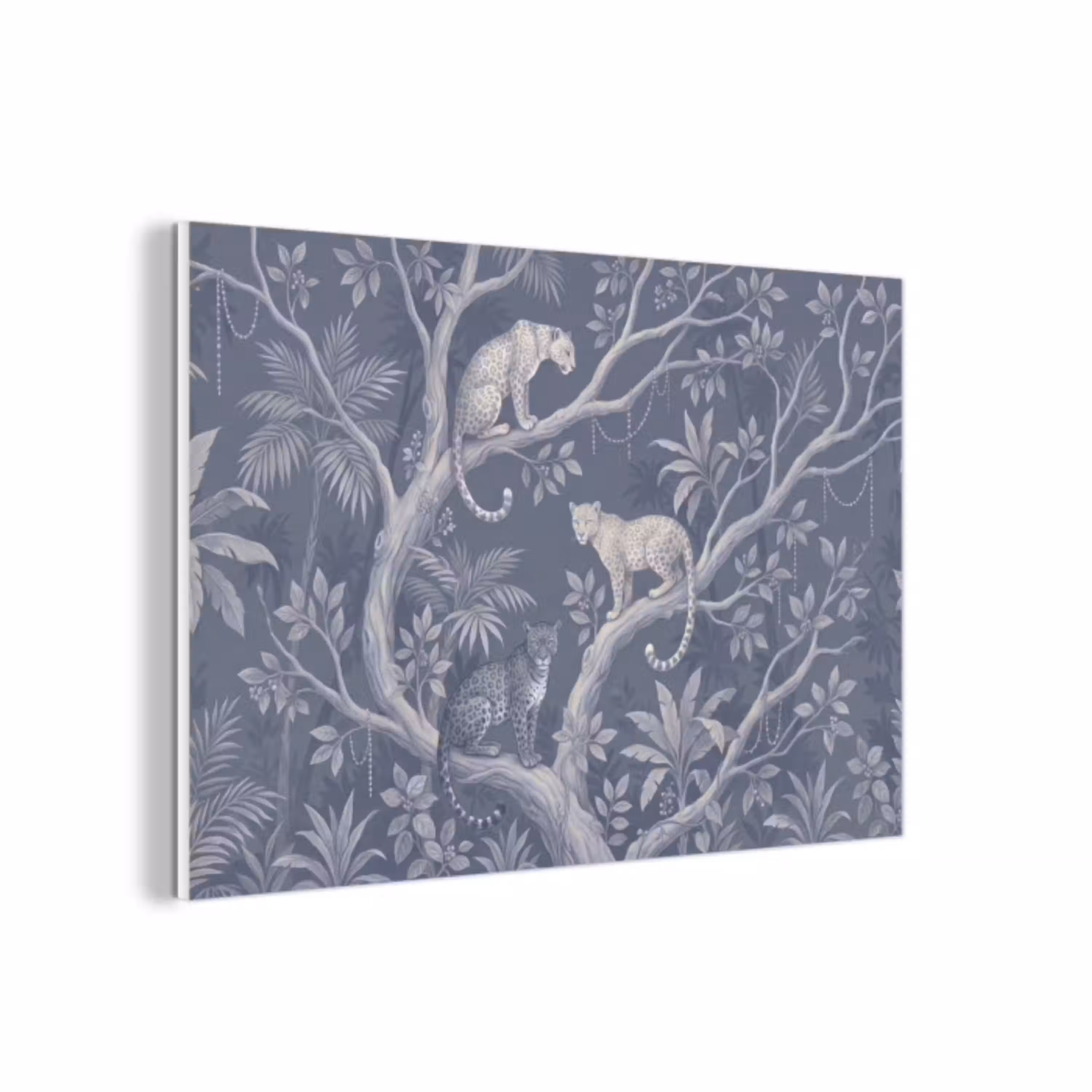 Dieren - Jungle - Illustratie - Bomen - Blauw forex 5mm xxl -3d