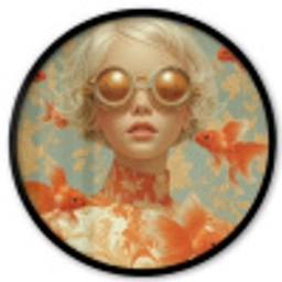 Goudvissen - Oranje - Vrouw - Blond Fotolijst rond zonder passe partout klein -3d