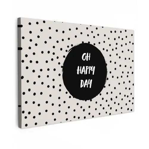 Quotes - Gelukkig - Tekst - Oh happy day Tuinposter op houten frame 2 cm dik klein -3d