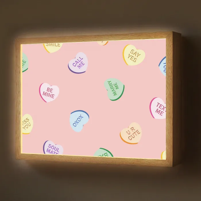 Hart - Snoep - Pastel - Tekst Light Box met batterij (Wandlamp) middel -z3d_website