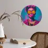 Vrouw - Kauwgom - Zonnebril - Oranje Wandcirkel behangsticker klein -sfeer3