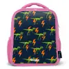 Dinos - Bliksem - Dieren - Blauw Kinderrugzak - Roze middel -3d