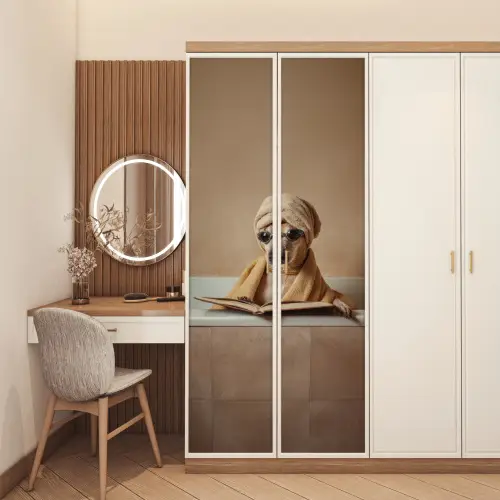 Bad - Hond - Boek - Zonnebril deurposter klein -sfeer3
