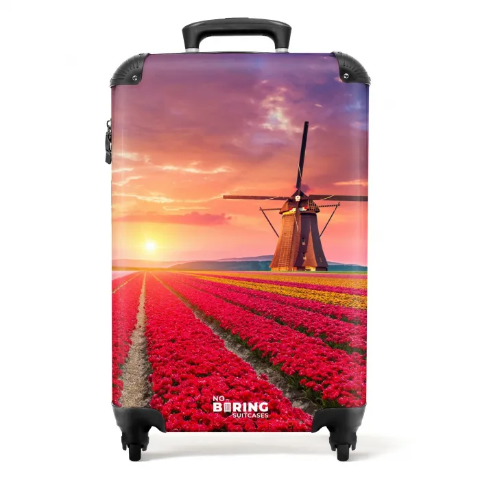 Bloemenveld met een molen NBS - Handbagage koffer - Unisex middel -productfoto_recht