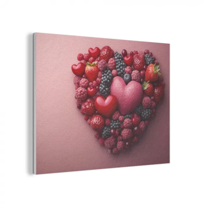 Fruit - Hartjes - Aardbeien - Frambozen - Bosbessen PET vilt klein -3d