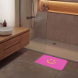 Smiley - Vrolijk - Roze Badmat klein -sfeer2