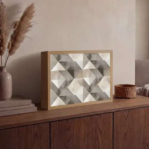 Geometrisch - Motief - Aardetinten Light Box met batterij (Wandlamp) middel 907 -sfeer2