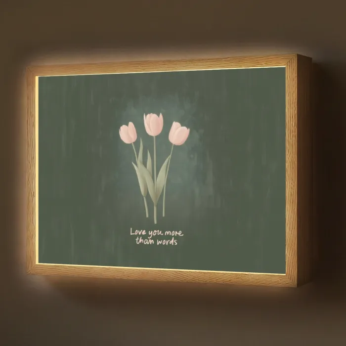 Tulpen - Roze - Tekst - Love Light Box met batterij (Wandlamp) middel -z3d_website