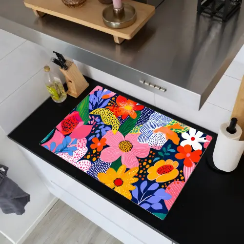 Kleurrijk - Bloemen - Abstract - Stippen Inductie beschemer met haakjes klein -sfeer1