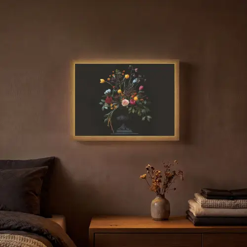 Klassiek - Vaas - Boeket - Bloemen Light Box met batterij (Wandlamp) middel -sfeer4