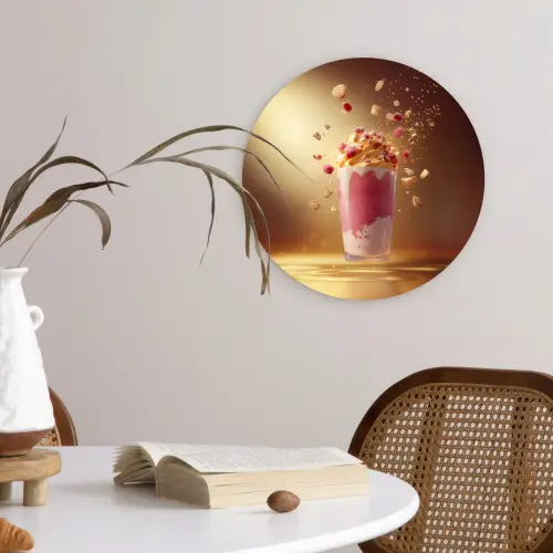 Framboos - Smoothie - Drinken - Roze Wandcirkel plexiglas klein -sfeer4