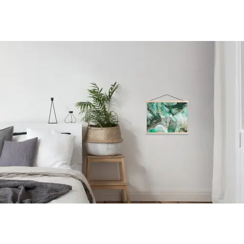 Goud - Marmer - Groen - Luxe - Marmerlook - Grijs textielposter latten blank klein -woonkamer