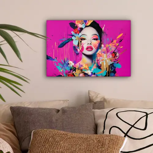 Vrouw - Portret - Abstract - Paars canvas 2cm klein -sfeer1
